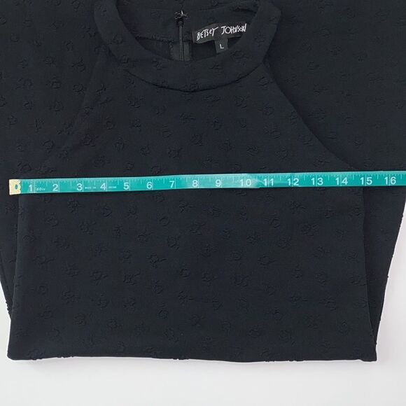 Betsey Johnson Halter Style Solid Black Swing Dress With Raised Rose Design - Picture 11 of 12